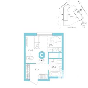 Студия квартира, вторичка, 25м2, 9/24 этаж