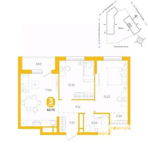 3-к квартира, вторичка, 63м2, 7/24 этаж