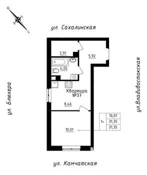 Студия квартира, строящийся дом, 31м2, 5/25 этаж