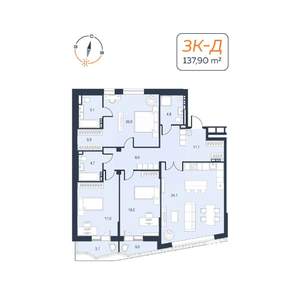 3-к квартира, вторичка, 136м2, 4/17 этаж