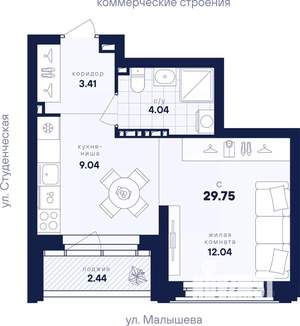 Студия квартира, вторичка, 30м2, 2/31 этаж