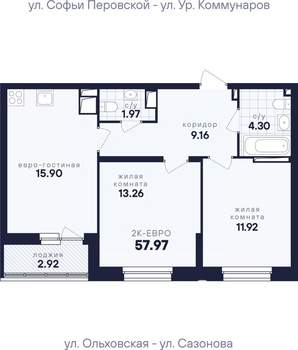 2-к квартира, вторичка, 58м2, 11/17 этаж