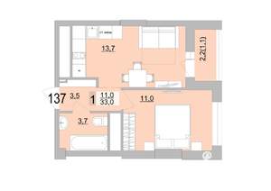 1-к квартира, вторичка, 33м2, 19/24 этаж