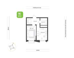1-к квартира, вторичка, 37м2, 16/24 этаж