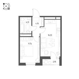 1-к квартира, строящийся дом, 37м2, 7/25 этаж