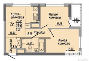 2-к квартира, вторичка, 49м2, 15/31 этаж