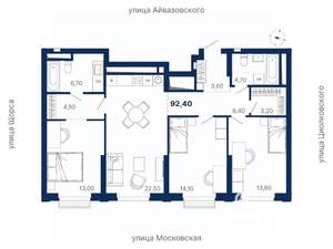 3-к квартира, вторичка, 92м2, 18/29 этаж