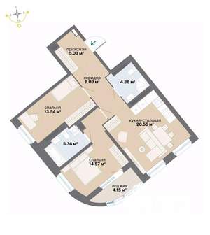 2-к квартира, вторичка, 76м2, 13/26 этаж