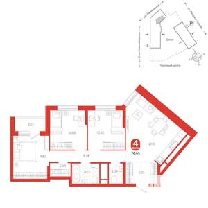 4-к квартира, вторичка, 77м2, 4/24 этаж