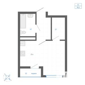 Студия квартира, вторичка, 30м2, 22/22 этаж