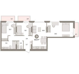3-к квартира, вторичка, 84м2, 5/9 этаж