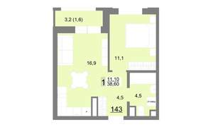 1-к квартира, вторичка, 39м2, 17/26 этаж