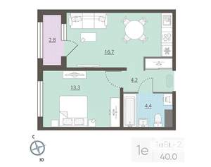 1-к квартира, вторичка, 41м2, 14/25 этаж
