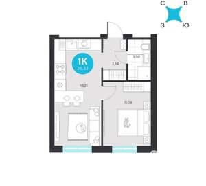 1-к квартира, вторичка, 36м2, 2/23 этаж