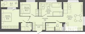 3-к квартира, вторичка, 88м2, 9/16 этаж