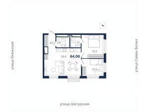 2-к квартира, вторичка, 64м2, 20/21 этаж