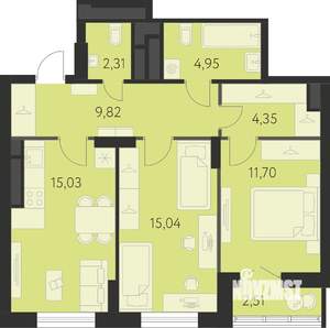 2-к квартира, вторичка, 64м2, 3/31 этаж