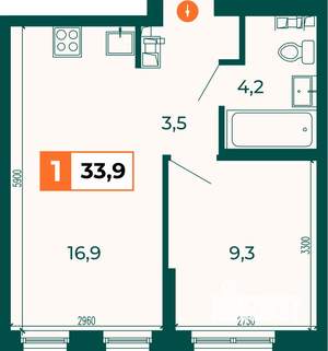 1-к квартира, вторичка, 34м2, 4/25 этаж