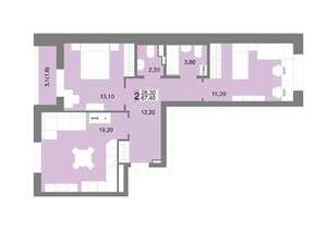 2-к квартира, вторичка, 67м2, 2/12 этаж