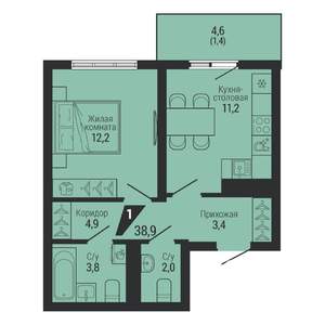 1-к квартира, вторичка, 39м2, 7/31 этаж