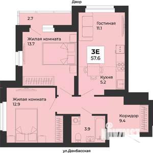 3-к квартира, строящийся дом, 58м2, 11/25 этаж