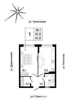 1-к квартира, вторичка, 40м2, 11/19 этаж