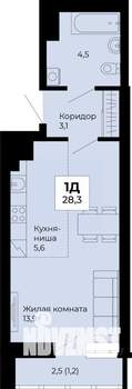 Студия квартира, строящийся дом, 28м2, 6/25 этаж