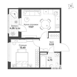 1-к квартира, вторичка, 43м2, 14/15 этаж