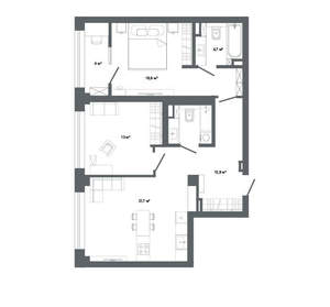 2-к квартира, вторичка, 77м2, 22/22 этаж