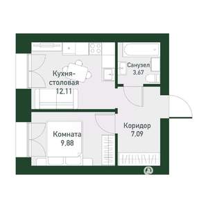 1-к квартира, вторичка, 32м2, 2/4 этаж