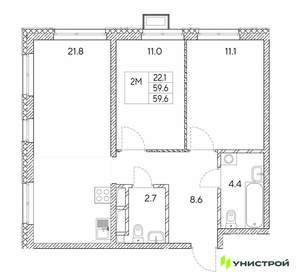 2-к квартира, вторичка, 60м2, 9/30 этаж
