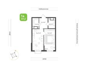 1-к квартира, вторичка, 47м2, 21/24 этаж