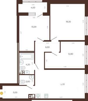 3-к квартира, строящийся дом, 82м2, 2/8 этаж