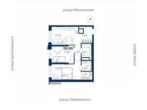 2-к квартира, вторичка, 59м2, 15/30 этаж