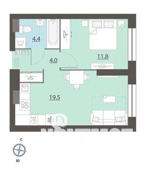 1-к квартира, вторичка, 40м2, 16/32 этаж