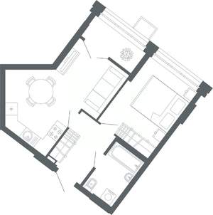 1-к квартира, вторичка, 46м2, 24/27 этаж