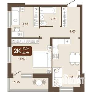 2-к квартира, вторичка, 57м2, 11/24 этаж