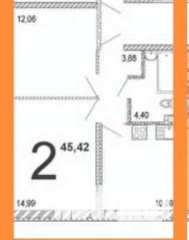 2-к квартира, вторичка, 45м2, 5/14 этаж