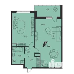 2-к квартира, вторичка, 55м2, 23/25 этаж