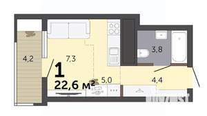 Студия квартира, строящийся дом, 23м2, 17/19 этаж