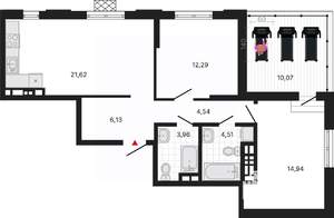 2-к квартира, вторичка, 78м2, 11/11 этаж