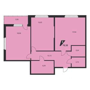 3-к квартира, вторичка, 78м2, 2/25 этаж