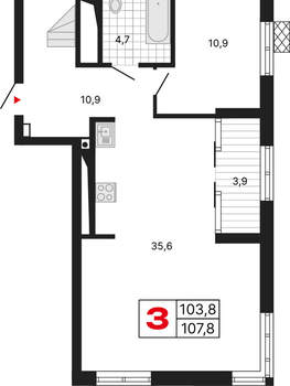 4-к квартира, вторичка, 108м2, 28/15 этаж