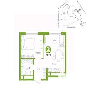 2-к квартира, вторичка, 36м2, 12/24 этаж