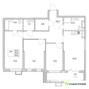 3-к квартира, вторичка, 99м2, 7/31 этаж