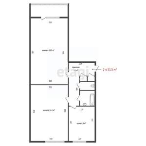 2-к квартира, вторичка, 52м2, 5/9 этаж