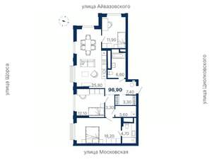 3-к квартира, вторичка, 97м2, 22/29 этаж