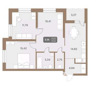 3-к квартира, вторичка, 76м2, 3/24 этаж