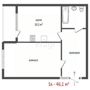 1-к квартира, вторичка, 46м2, 8/25 этаж