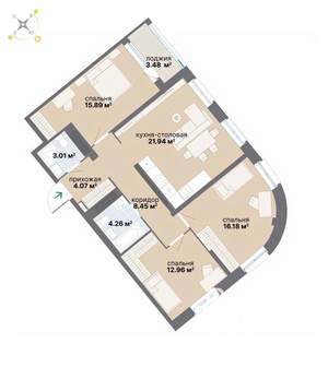 3-к квартира, вторичка, 90м2, 23/26 этаж